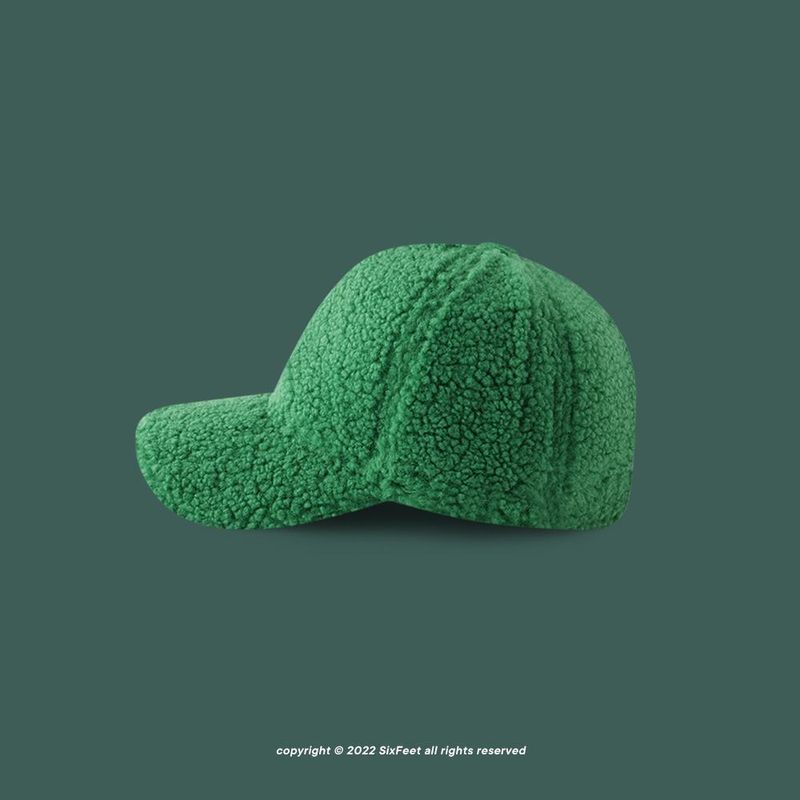 SixFeet Autumn/Winter Green Baseball Solid Color Simple Face Show Small Korean Edition Ins Plush Duck Tongue Hat_voghion.com