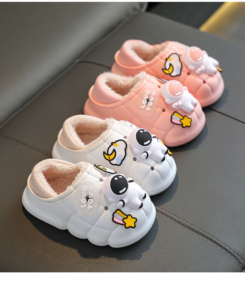 Pantofole invernali per bambini con copertura completa del tallone - Pantofole da casa impermeabili per interni/esterni per ragazzi e ragazze, comode stivaletti antiscivolo foderati in pile_voghion.com