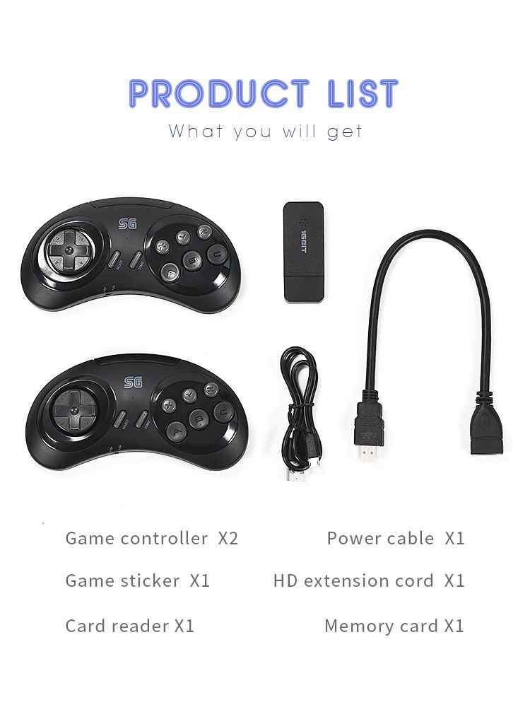 16bitová klasická MD Sega domácí HDMI HD TV konzole, bezdrátová dvojitá herní konzole_voghion.com