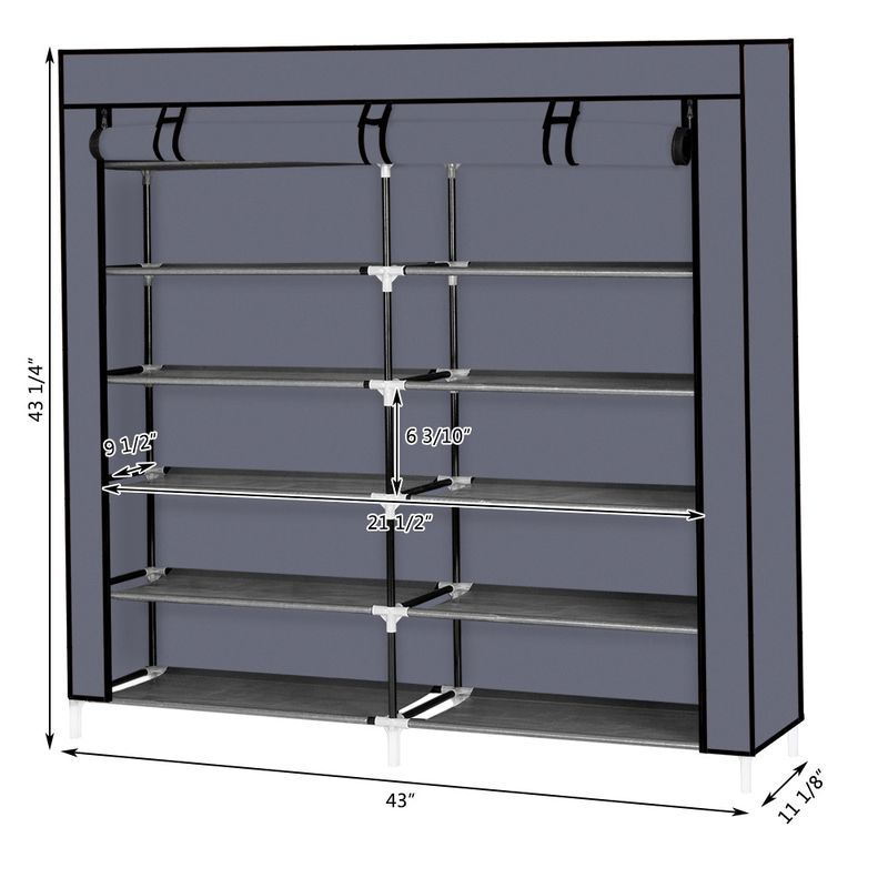 7 Tiers Portable Shoe Rack Closet Fabric Cover Shoe Storage Organizer Cabinet _voghion.com