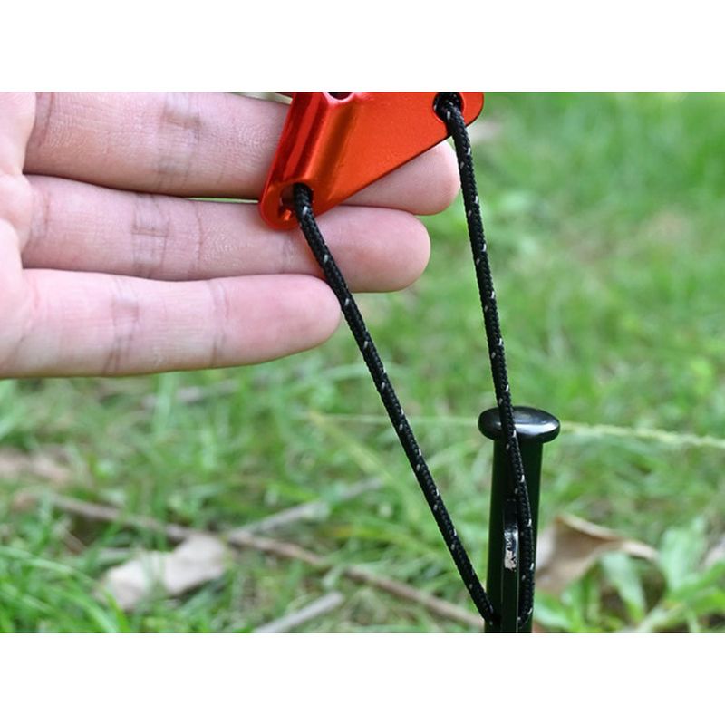 Tent Guyline Tensioners - Aluminum Triangle Rope Clips For Canopy & Tarp | Adjustable Windproof Cord Locks (10-Pack, Silver/Black)_voghion.com