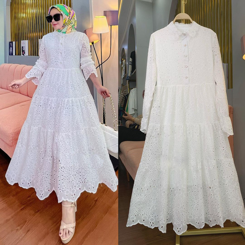Abito in pizzo cavo ricamato da donna musulmana indonesiana_voghion.com