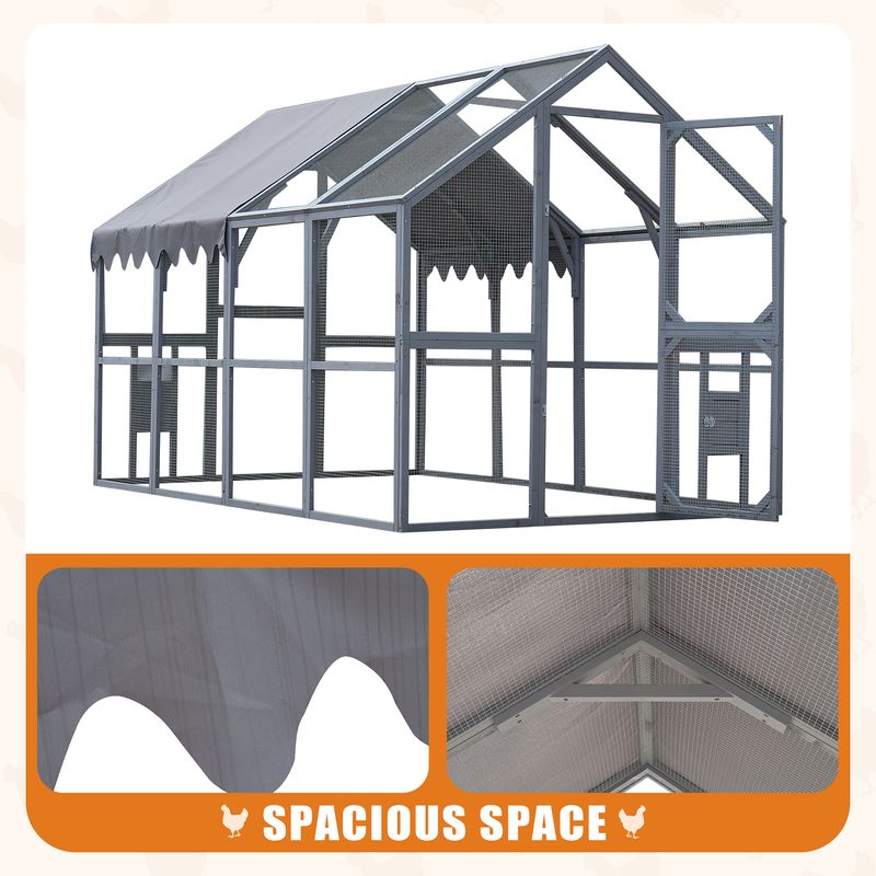 Outdoor Chicken Coop Enclosures 110" Large Kitten Playpen ,Upgrade Waterproof Cover-GREY_voghion.com