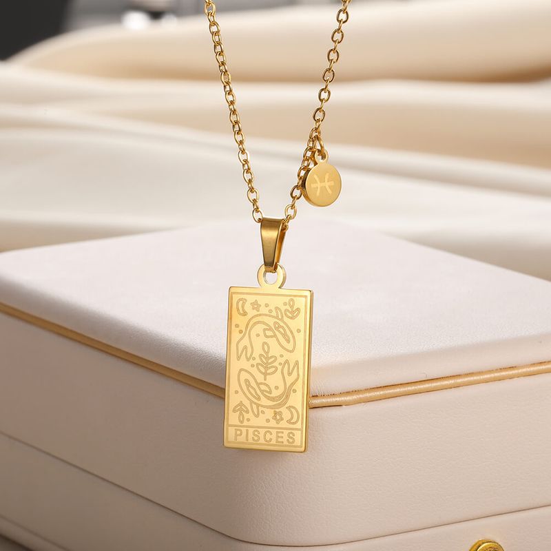 Nuova collana in acciaio inossidabile con 12 costellazioni placcata in oro e ciondolo in ottone per uomini e donne facoltosi._voghion.com