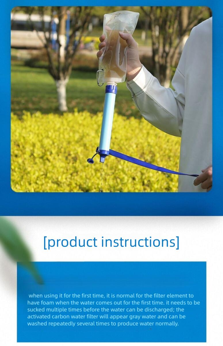 Portable Outdoor Purifier Field Filter Straw Life Equipment Individual Drinking Water Emergency Survival_voghion.com
