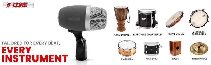 5 CORE Snare Microphone Copper Finish XLR Wired Cardioid Uni Directional Tom Kick Drum Mic w Swivel Mount Steel Mesh Grille Rim Mount- SNARE XP_voghion.com