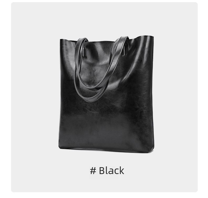 2024 Spring and Summer New Cowhide Women's Bag Fashion Women's Leather Bag Simple Tote Bag Large Capacity Portable Shopping Bag_voghion.com