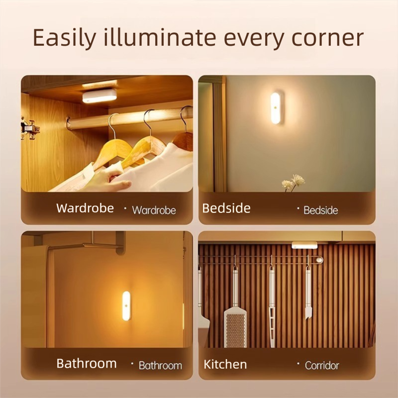 Lampe à détecteur de mouvement, veilleuse rechargeable à commande vocale, applique murale sans fil pour couloir, étanche IP55, USB, pour extérieur_voghion.com