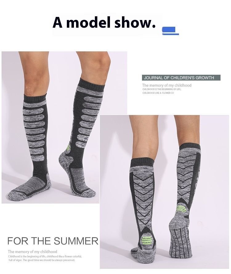 Calzino da sci lungo per sport all'aria aperta, calzino da alpinismo spesso, fondo in asciugamano per assorbimento del sudore, calore e_voghion.com