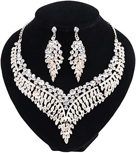 Set di gioielli da donna con strass da sposa in cristallo con strass_voghion.com