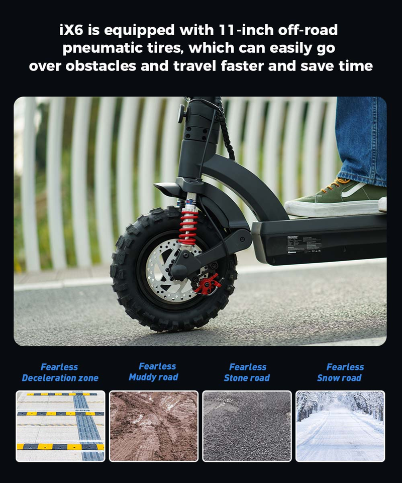 iScooter iX6 Elektroscooter 11 Zoll Offroad-Pneu 1000W 48V17.5Ah NFC Entsperrung_voghion.com