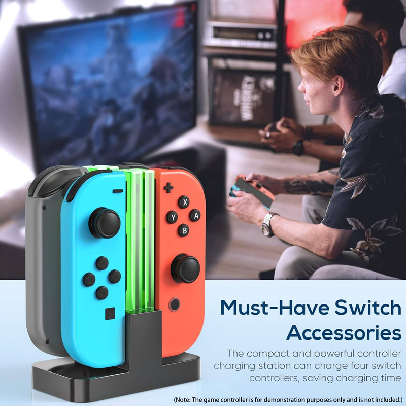 „Byteuni“ įkrovimo stotelės pakaitalas, skirtas „Switch“ ir „Switch OLED Joy-Con“ įkroviklis, įkrovimo stotelė, skirta „Switch“ su USB C tipo įkrovimo laidu – juoda_voghion.com
