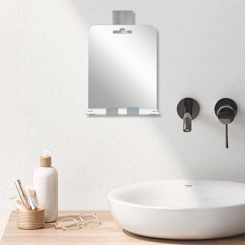 Duschspiegel mit Antibeschlagbeschichtung, Rasiererhalter und Ablage für die Badezimmerwand_voghion.com