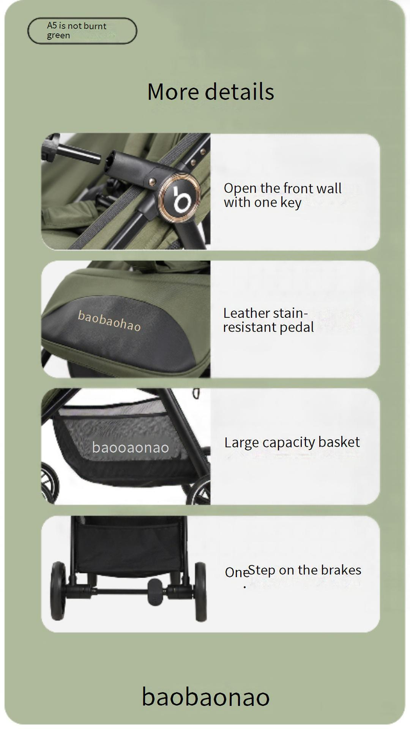 A5 Lightweight Stroller With One-Hand Fold, All-Terrain Wheels, Reversible Seat & Carry-On Approved For Air Travel_voghion.com