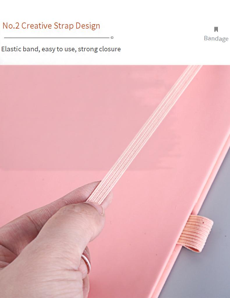 A5 Minimalist Elastic Band Notebook - Premium PU Leather Cover, 100 Sheets Lined Paper, Business Office_voghion.com