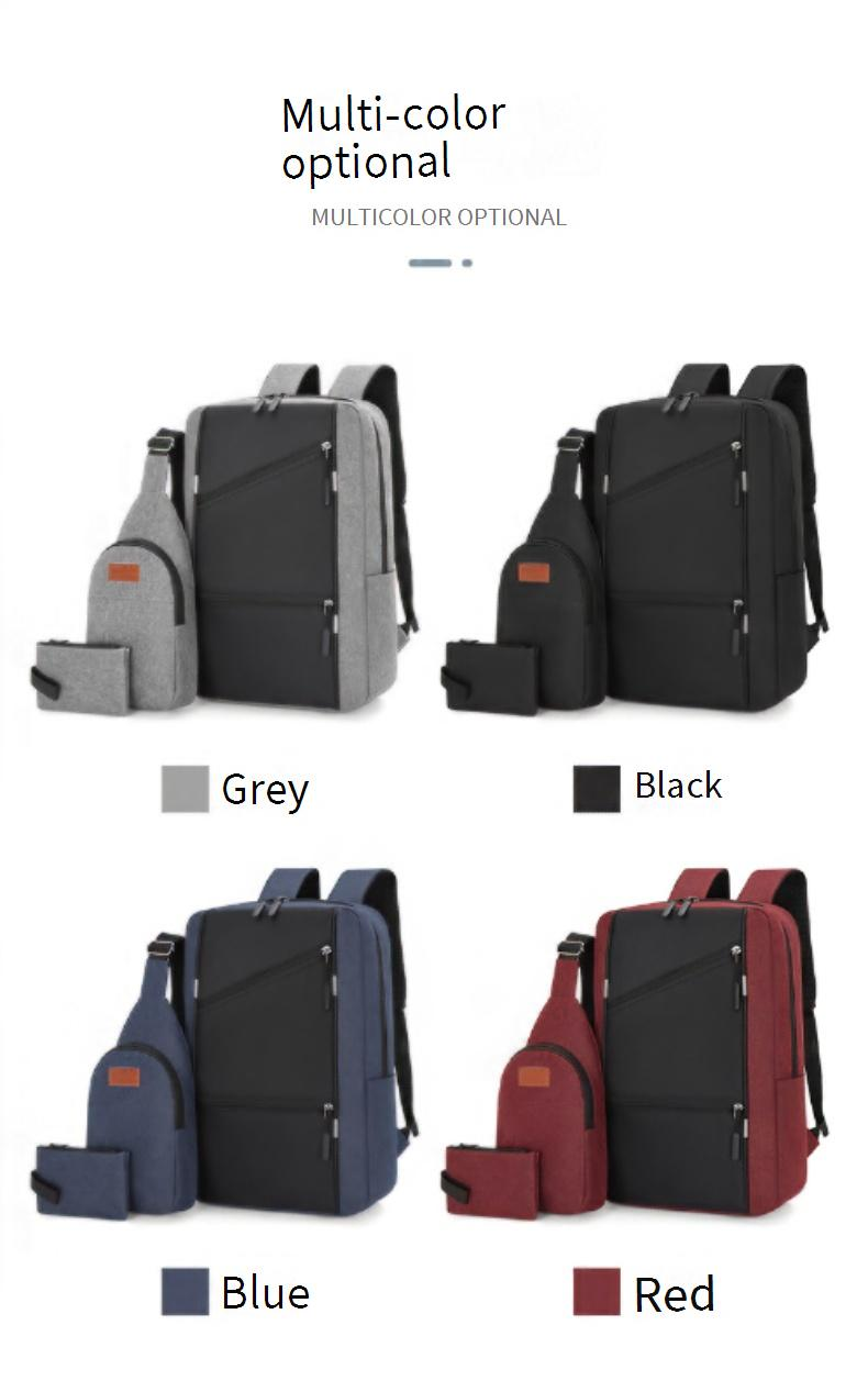 3-in-1 wasserabweisendes Oxford-Rucksack-Set für Damen und Herren – Business- und Reise-Laptoptasche mit USB-Anschluss, 14-Zoll-Fach, robust und geräumig_voghion.com