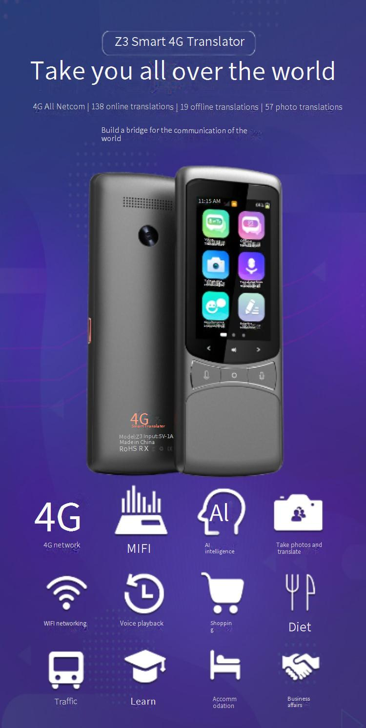 4G Smart Voice Translator Device – Offline Translation For Vietnamese, Arabic, Russian | Multi-Language Support | Portable & Touchscreen_voghion.com