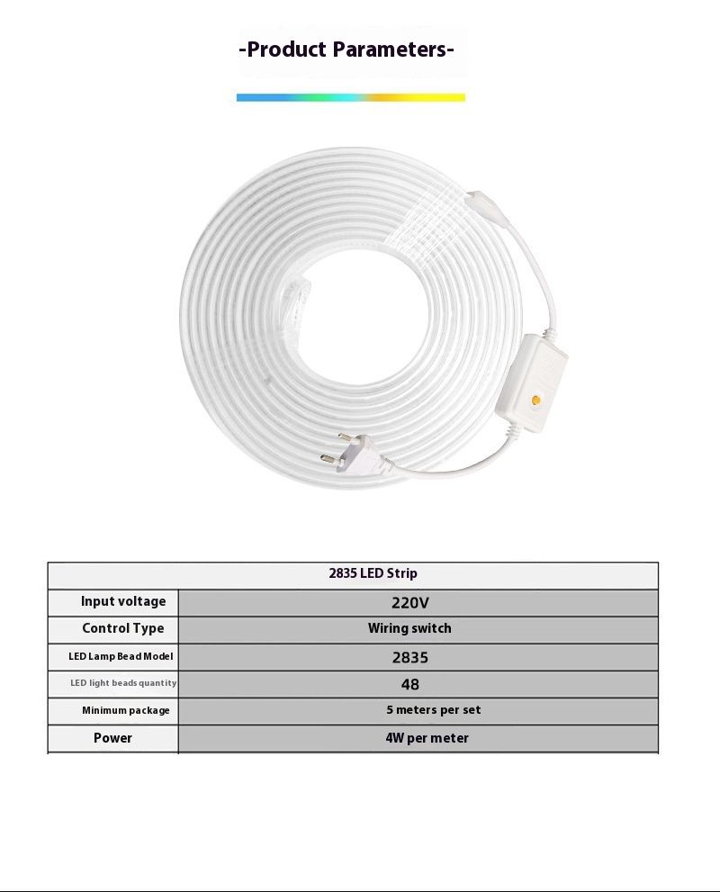 Tira de luces LED RGB de alto voltaje de 220 V, iluminación impermeable para fiestas al aire libre con efectos dinámicos de cambio de color, chip LED 2835, 20 lm por LED, 48 LED/m_voghion.com