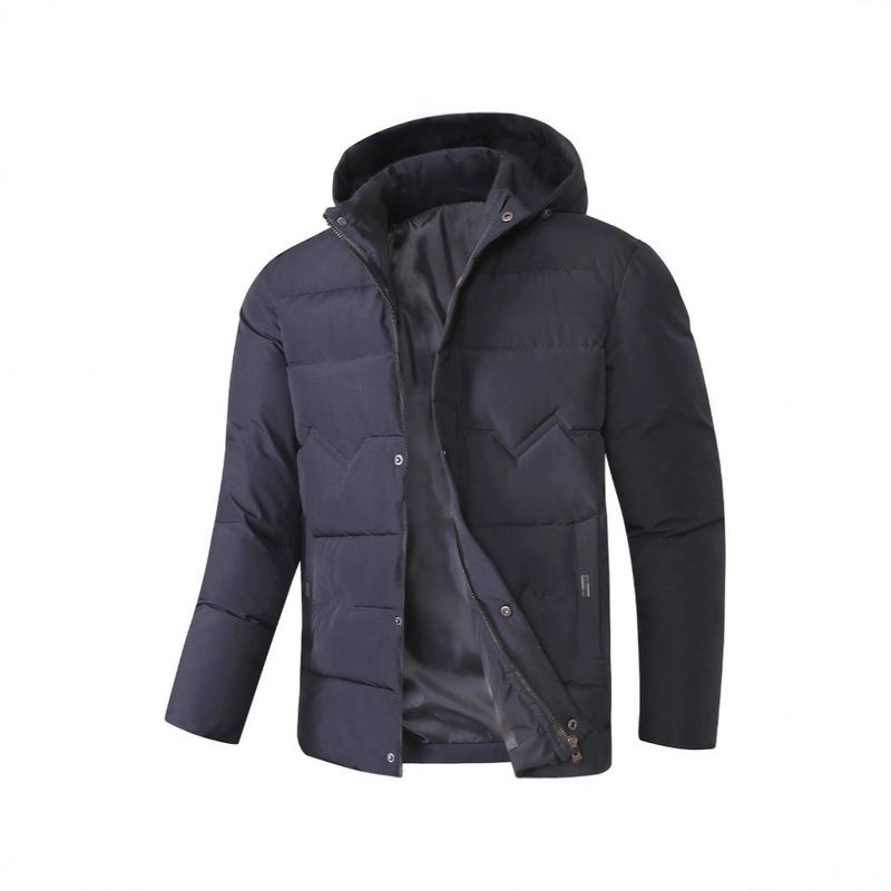 Men's Winter Long Padded Coat With Detachable Hood, Thickened Polyester Fiber Filling, Windproof & Warm Jacket For Cold Weather, Casual Outerwear_voghion.com