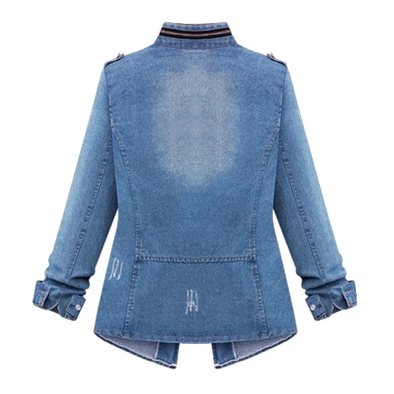 2021 Giacca di jeans taglie forti Donna Casual Solid Casual Oversize Autunno Donna Slim Jeans Giacca tasca cappotto_voghion.com