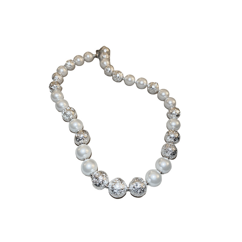 Collana di perle rotonde, elegante girocollo francese, design di nicchia, catena per clavicola, nuova moda, gioielli di alta gamma_voghion.com