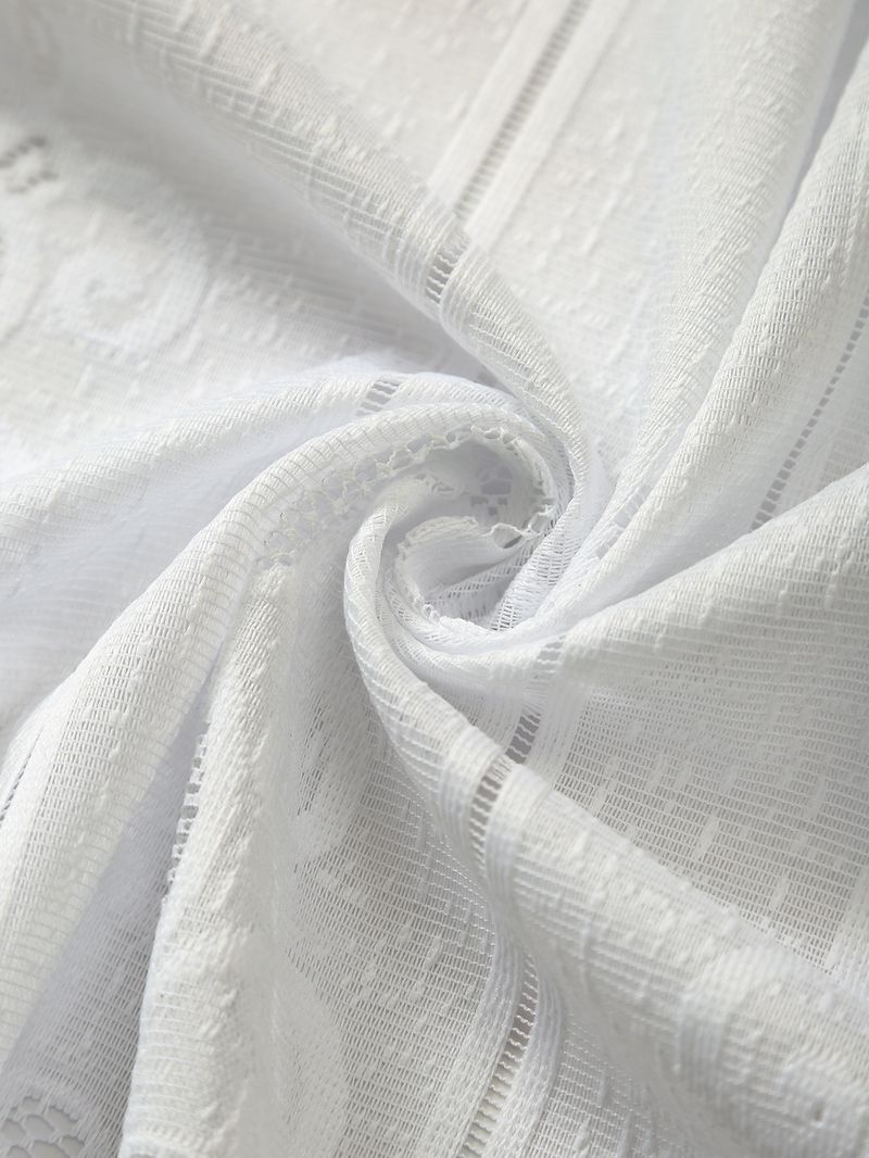 Nordic White Lace Kitchen Curtain - Breathable Polyester Cafe Curtain For Windows & Doors (80% Polyester, 20% Cotton, 3 Sizes, Rod Pocket Design)_voghion.com