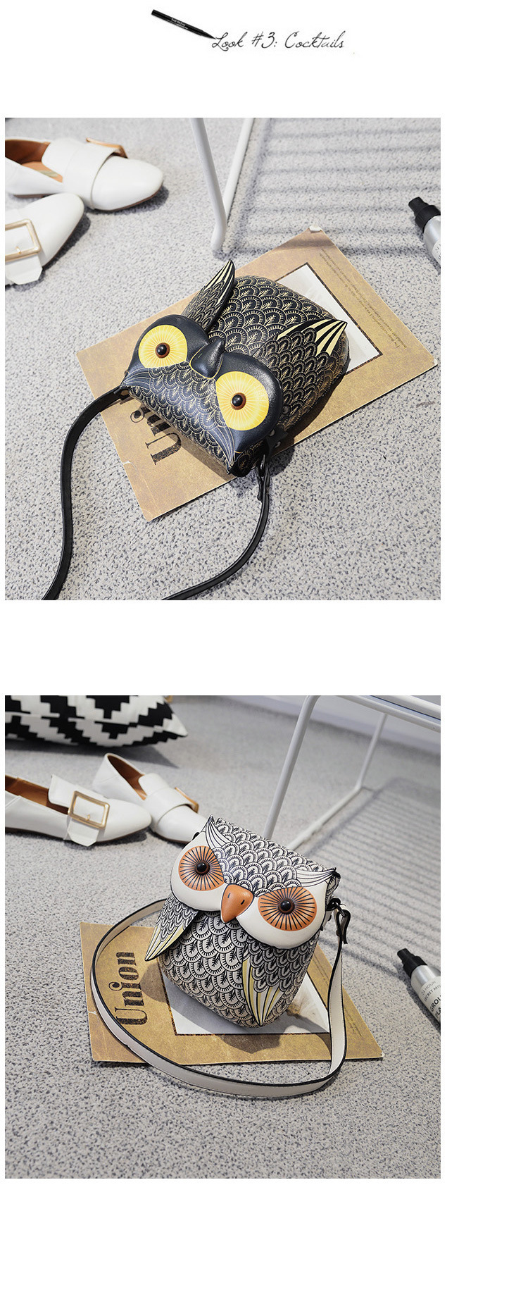 2023 Herfst/Winter Nieuwe Mode Kattentas Cartoon Uil Tas Eén Schouder Crossbody Tas Bedrukte Kleine Tas_voghion.com