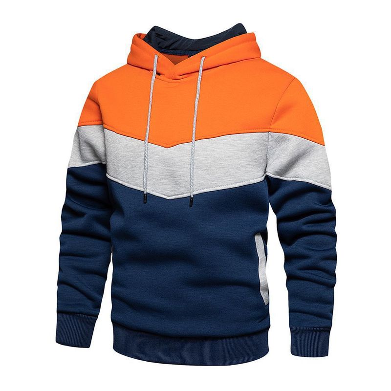 Herrenbekleidung Herbst und Winter Direktlieferung ab Werk Farblich passender, lockerer, lässiger Pullover mit Seitennahttasche und Kapuzenpullover für Jugendliche_voghion.com