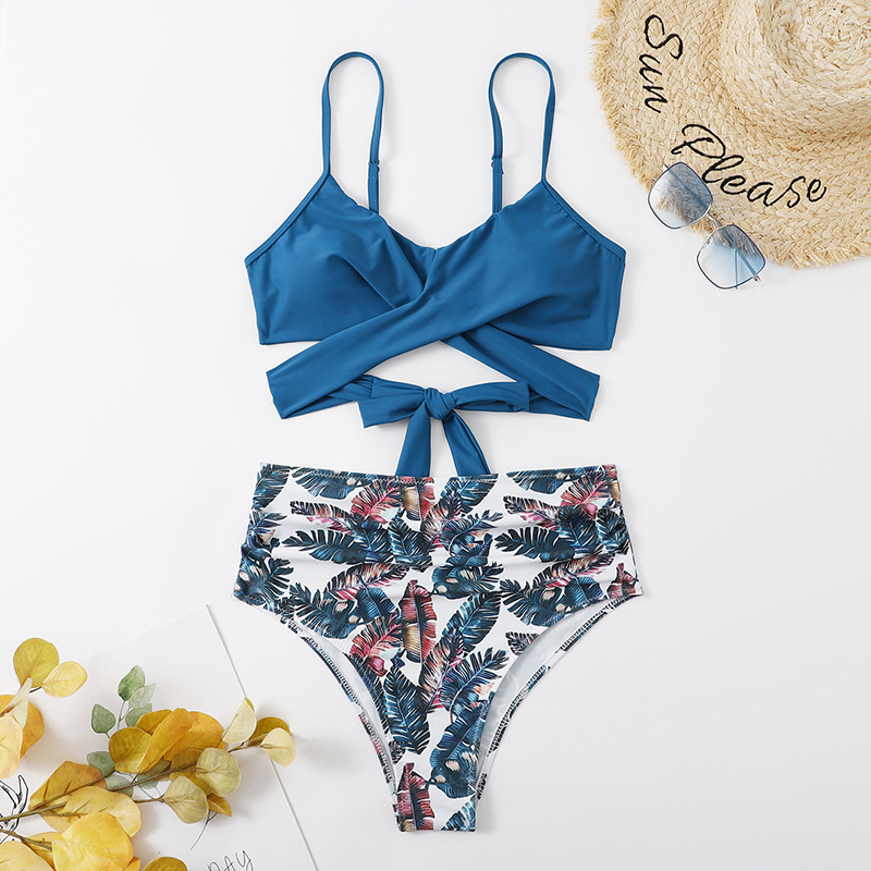 Maillots de bain pour femme Sexy Split Bikini Bikini Cross Leopard Pattern Maillots de bain_voghion.com