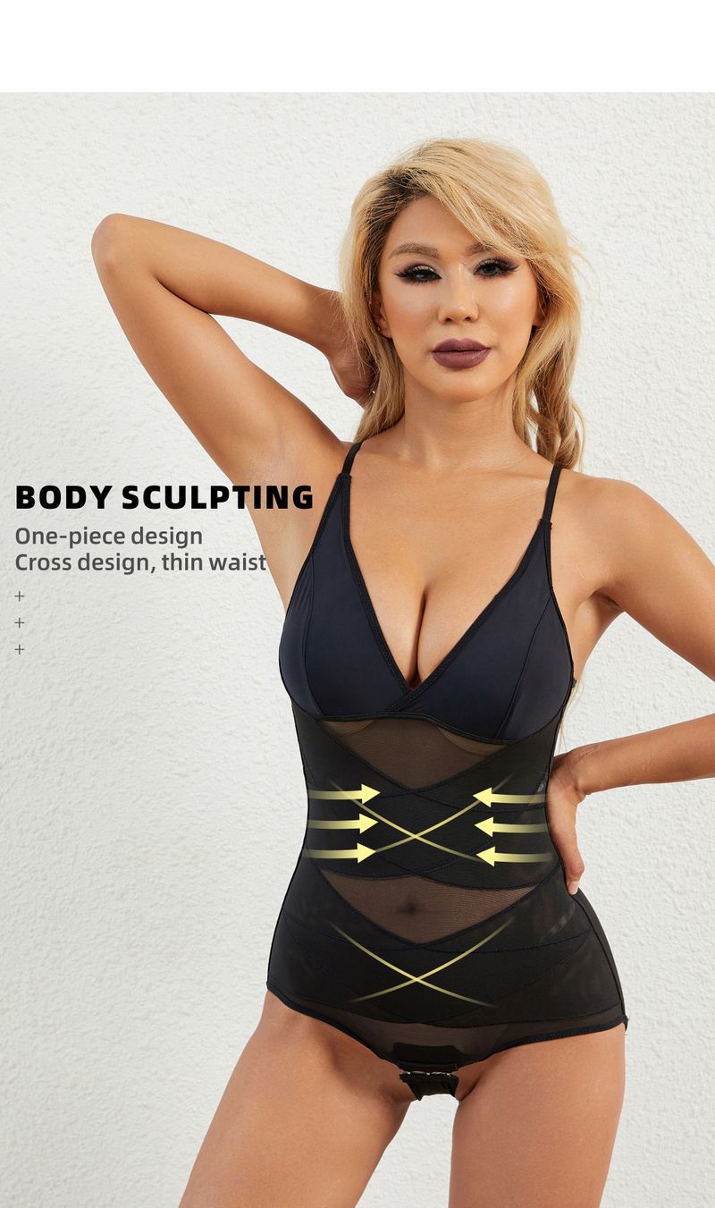 Shapewear-Body für die Zeit nach der Geburt – Verstellbarer Bauchweg- und Bruststütz-Ganzkörperformer für Damen – Figurformender Kompressionsgürtel (Schwarz/Nude)_voghion.com