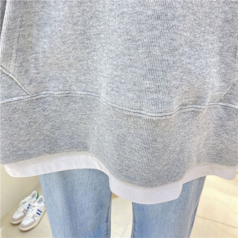 Felpa con cappuccio da donna in velluto ispessito 2021 autunno e inverno nuovo articolo unito fk due pezzi versione coreana semplice_voghion.com