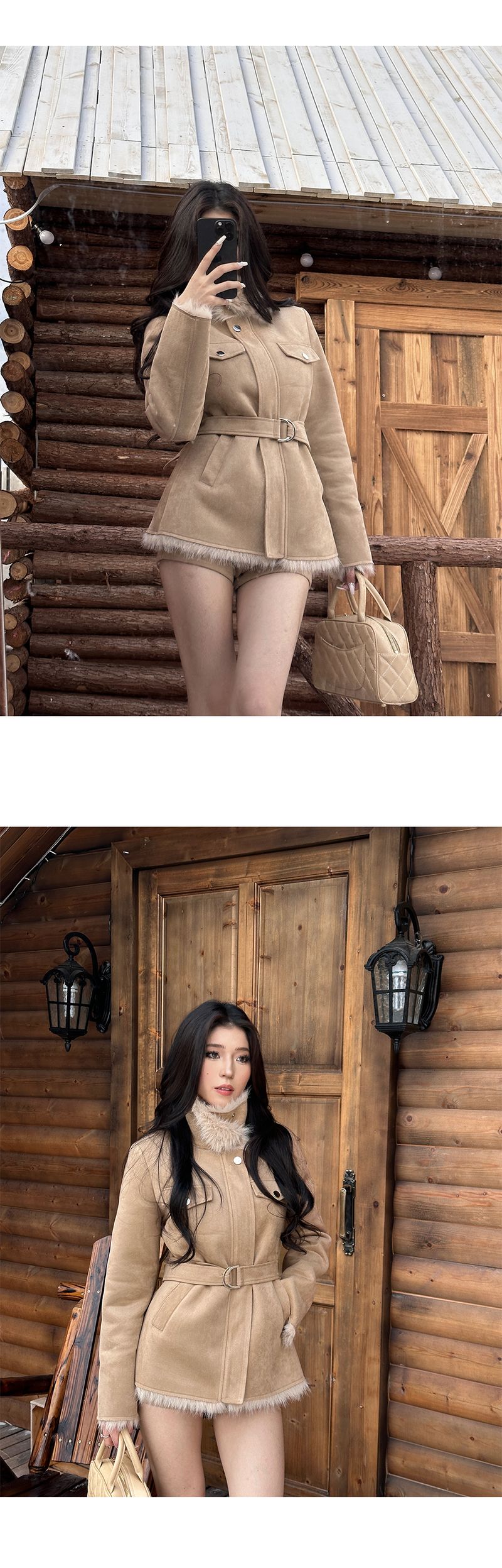 Luo Ge's Wool Roll () New Suede Furry Coat For Women, Fleece-Lined, Thickened, Warm Jacket Set_voghion.com