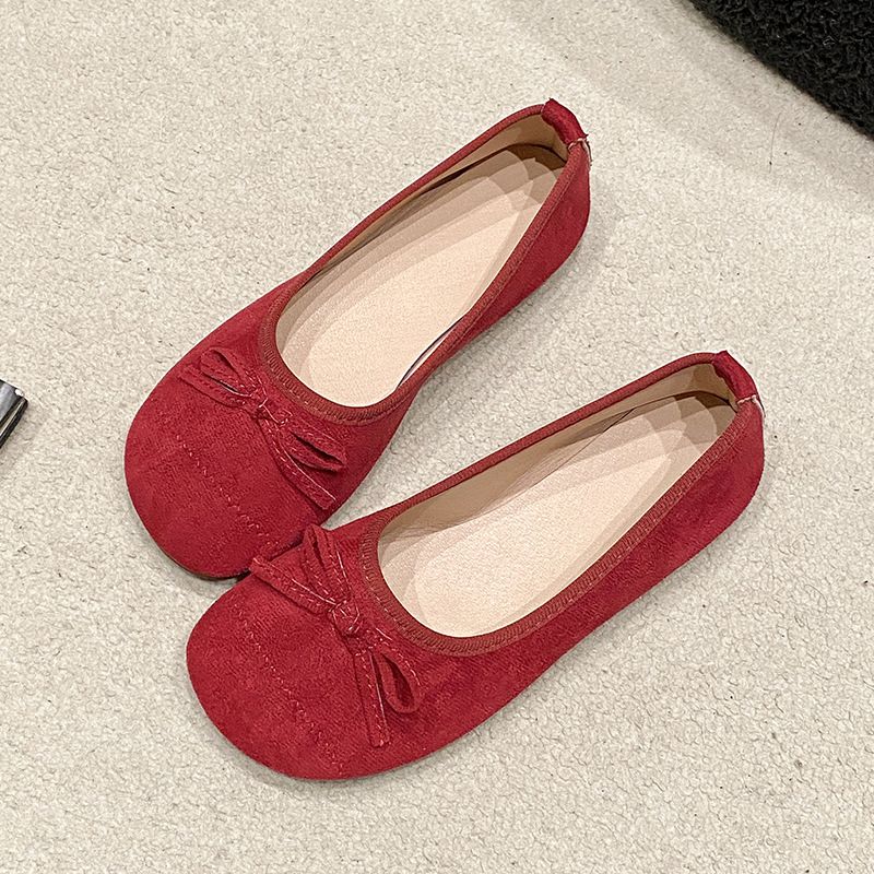 Casual Single Shoes Shoes Women's Retro Flat Bow One Pedal Lazy Shoes Simple Fashion Doudou Shoes_voghion.com