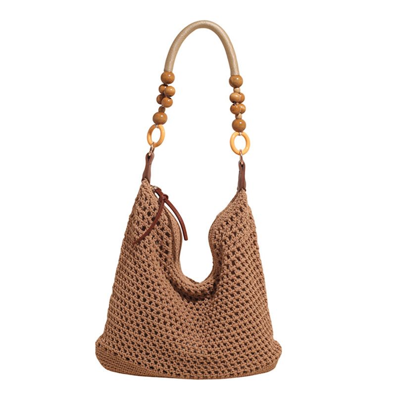 Summer Lazy Style Large Capacity Tote For Women 2025 New Fashion Handwoven Underarm Beach Bag_voghion.com