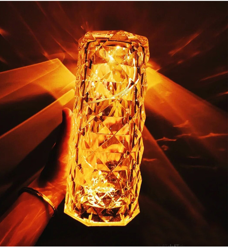 Rose Crystal Table Lamp - USB Rechargeable Wireless LED Lamp With 7 Color Changing Modes, Perfect For Hotel, Restaurant & Home Decor_voghion.com