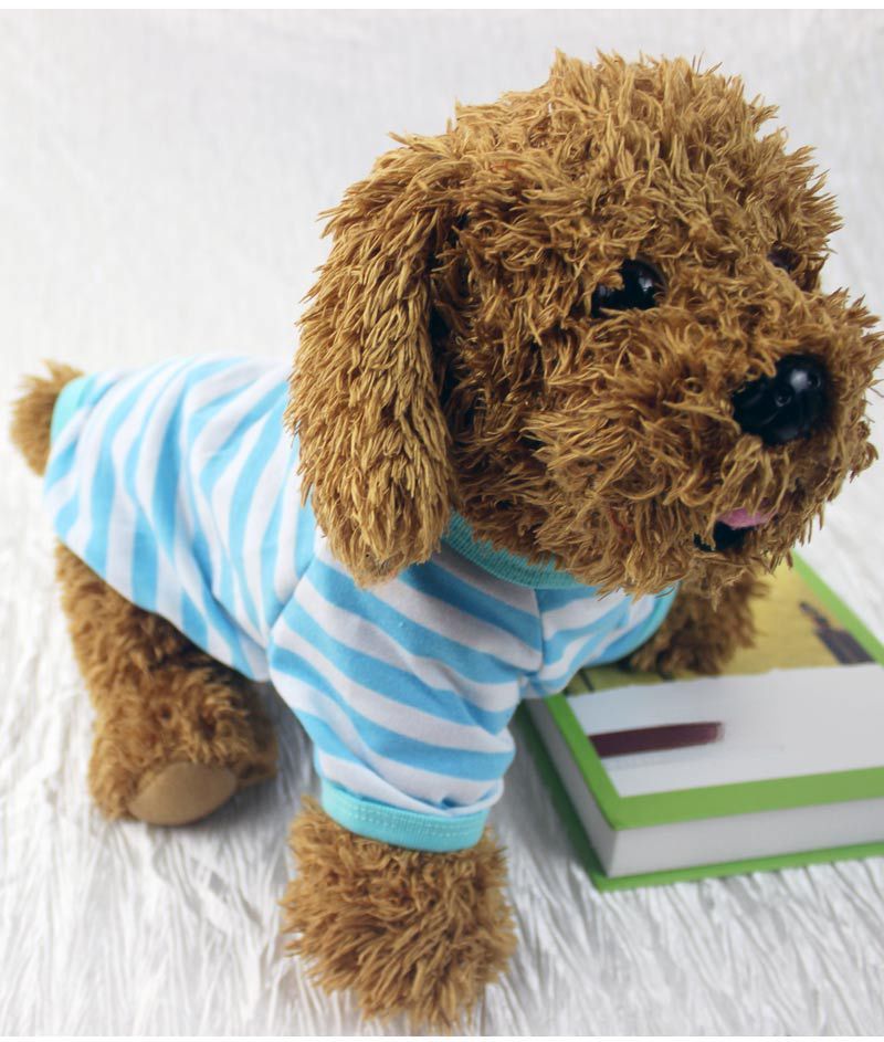Nuovi vestiti estivi per cani, abbigliamento per animali domestici, maglietta a righe con scollo rotondo, taglia media e piccola, Bomei Teddy, primavera ed estate, sottile_voghion.com