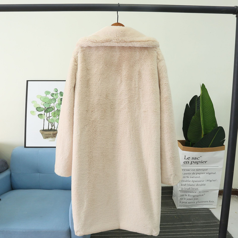 Damenbekleidung, Nachahmung aus Kaninchenfell, Anzug, Nachahmung, Pelzmantel, Kleidung, lockeres, flauschiges, weiches Kaninchenfell_voghion.com