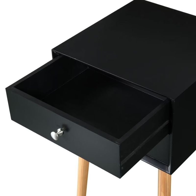 Comodino da camera da letto e comodino da soggiorno con 2 cassetti, gambe in legno, stile moderno, stile Mid-Century_voghion.com