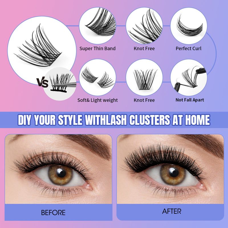 European and American cross border DIY segmented false eyelashes set large capacity C curve natural thick single cluster eyelashes wholesale_voghion.com