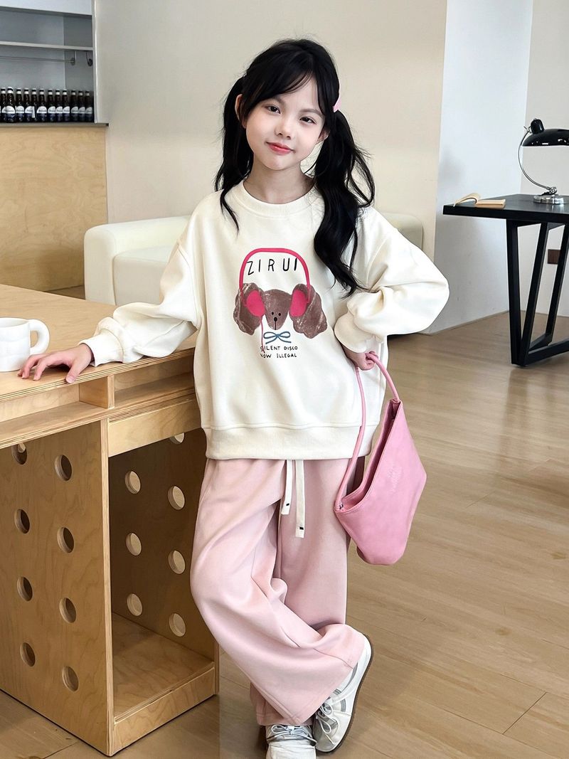 Mädchenanzug in den Größen Medium und Large für Herbst 2025 – Neue Frühlings- und Herbstmode: Zweiteiliger Pullover mit weitem Bein und passender Hose – Herbstliche Kleidung – Frisur_voghion.com