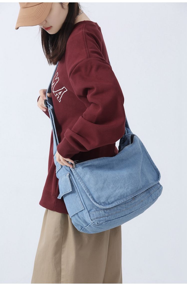 Hong Kong StyleTooling Package Large Capacity Denim Satchels Lazy Style Canvas Women Shoulder Simple Crossbody Bags Man_voghion.com