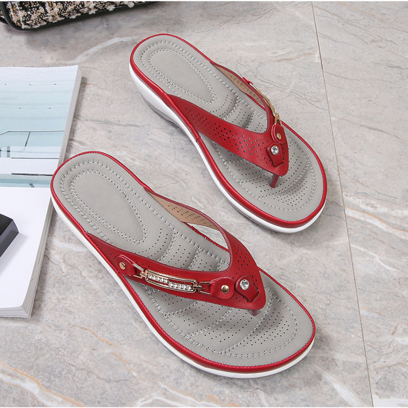 Infradito con zeppa da donna con supporto per arco plantare da donna Sandali infradito da spiaggia estivi Ciabatte da esterno_voghion.com