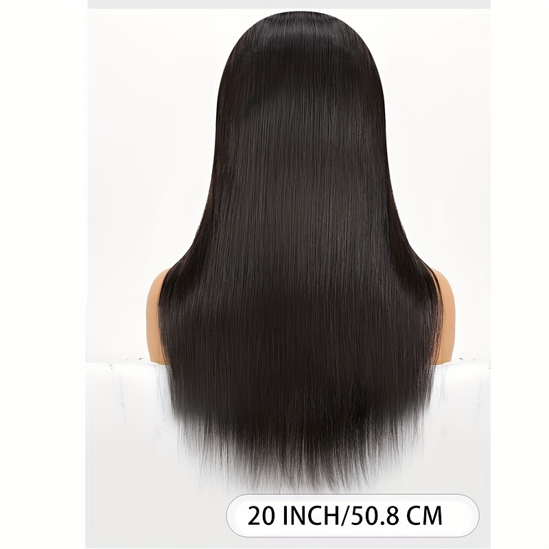 Perruque de cheveux humains avec frange complète, cheveux lisses et lisses, 100% cheveux humains, couleur naturelle_voghion.com