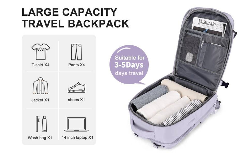Reiserucksack für Damen, Handgepäckrucksack, TSA-Laptop-Rucksack, Flugzulassung, College-Krankenschwestertasche, lässiger Tagesrucksack fürs Wochenende (klein)_voghion.com