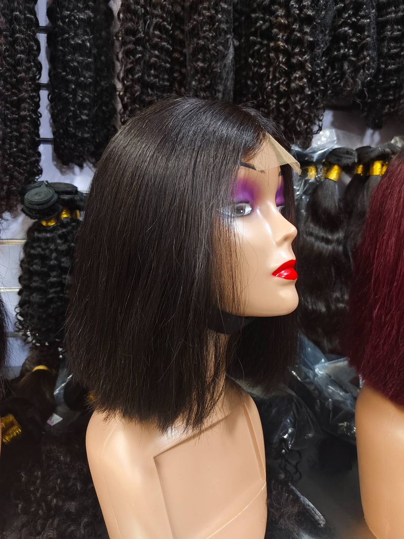 Großhandel 12-Zoll-Menschenhaarperücke Bob 2 * 6 Frontalspitze Gerade Bob Lace Front 100% Menschenhaarperücken für Frauen_voghion.com