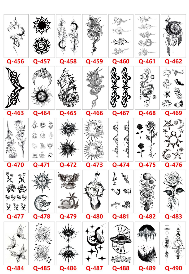Q 481-520 Juego de pegatinas de tatuaje pequeñas, frescas e impermeables, cualquier combinación_voghion.com