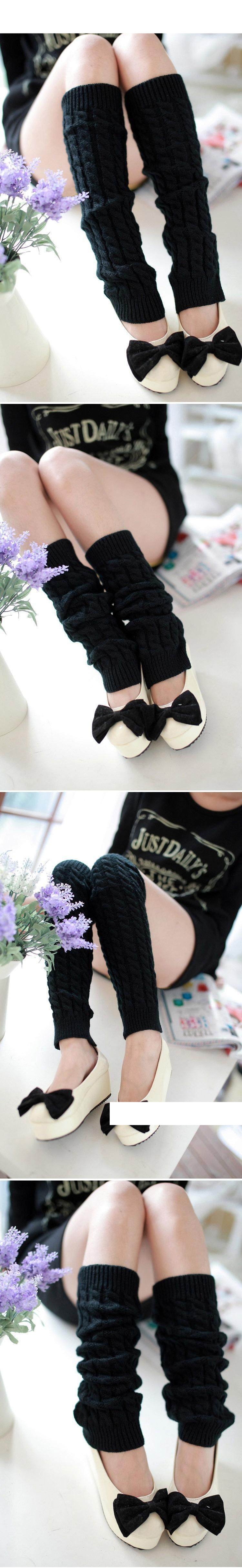 Drei Garn warme Wolle dicke Stricksocken Haufen Haufen Socken Beinabdeckung volle Drehung Knieorthese Fußabdeckung Frauen_voghion.com