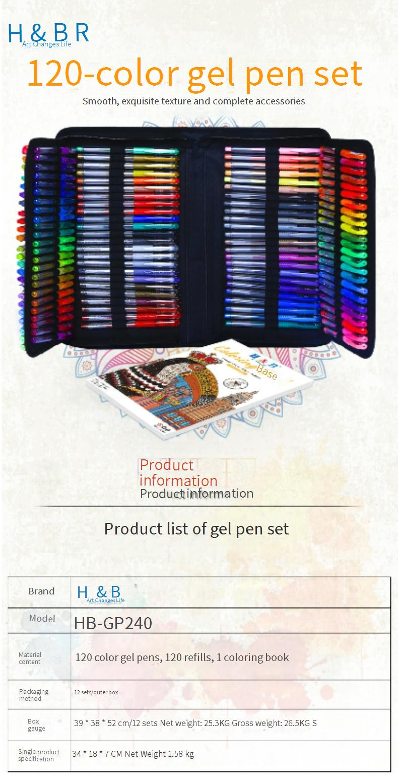240-Piece Bulk Art Supplies Set: 120 Colors Gel Pens, Highlighters, Glitter Markers & Watercolor Paints For Kids & Adults – 1.0mm Tip, Nylon Case_voghion.com