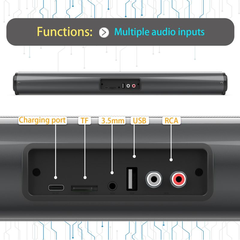 BS-10 Bluetooth 5.0 Hoparlör TV Soundbar Uzaktan Kumandalı (Siyah)_voghion.com
