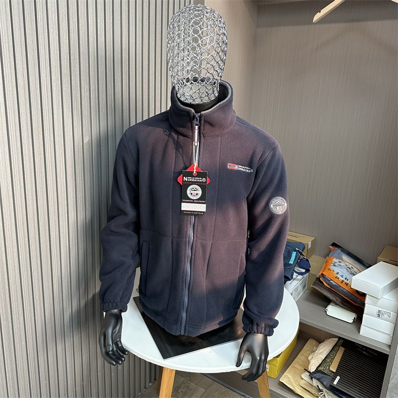 Geeignet für alle Jahreszeiten 8789 Norway Gefütterter, verdickter Herbst-Winter-Herren-Fleece-Jackenmantel mit warmem, kältebeständigem Polar-Stehkragen_voghion.com